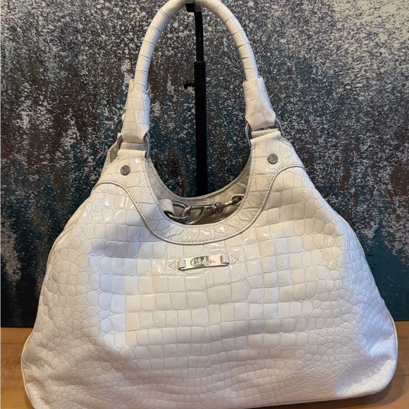 Cole Haan White Croc Embossed Patent Leather Hobo Bag - Picture 3 of 16